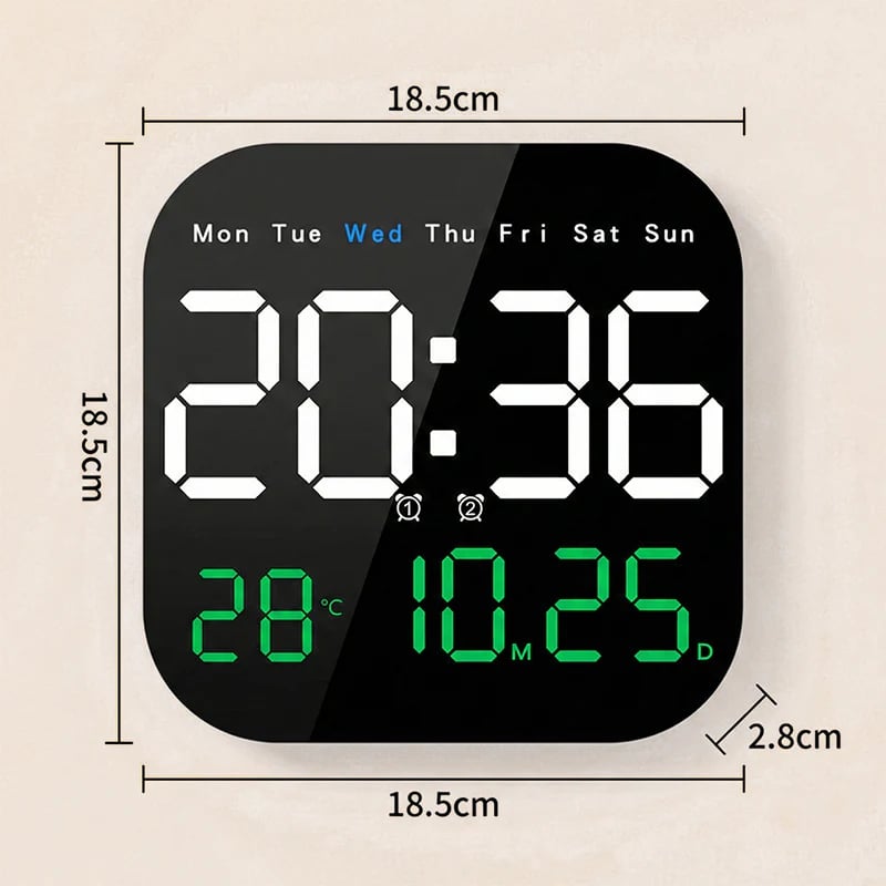 ⏰ Modern Multifunctional Digital Clock ✅ Remote Control Adjustable Brightness | Wall Mount/Desk Stand Clock with Date & Temperature✨
