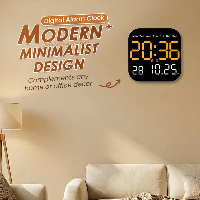 ⏰ Modern Multifunctional Digital Clock ✅ Remote Control Adjustable Brightness | Wall Mount/Desk Stand Clock with Date & Temperature✨