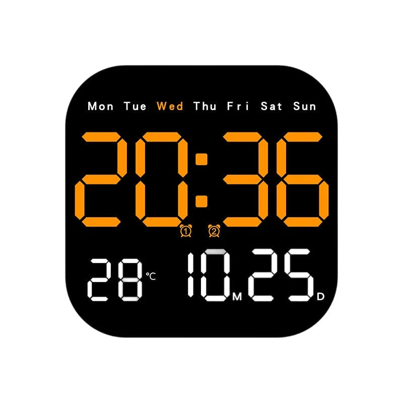 ⏰ Modern Multifunctional Digital Clock ✅ Remote Control Adjustable Brightness | Wall Mount/Desk Stand Clock with Date & Temperature✨