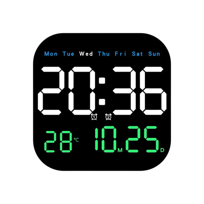 ⏰ Modern Multifunctional Digital Clock ✅ Remote Control Adjustable Brightness | Wall Mount/Desk Stand Clock with Date & Temperature✨