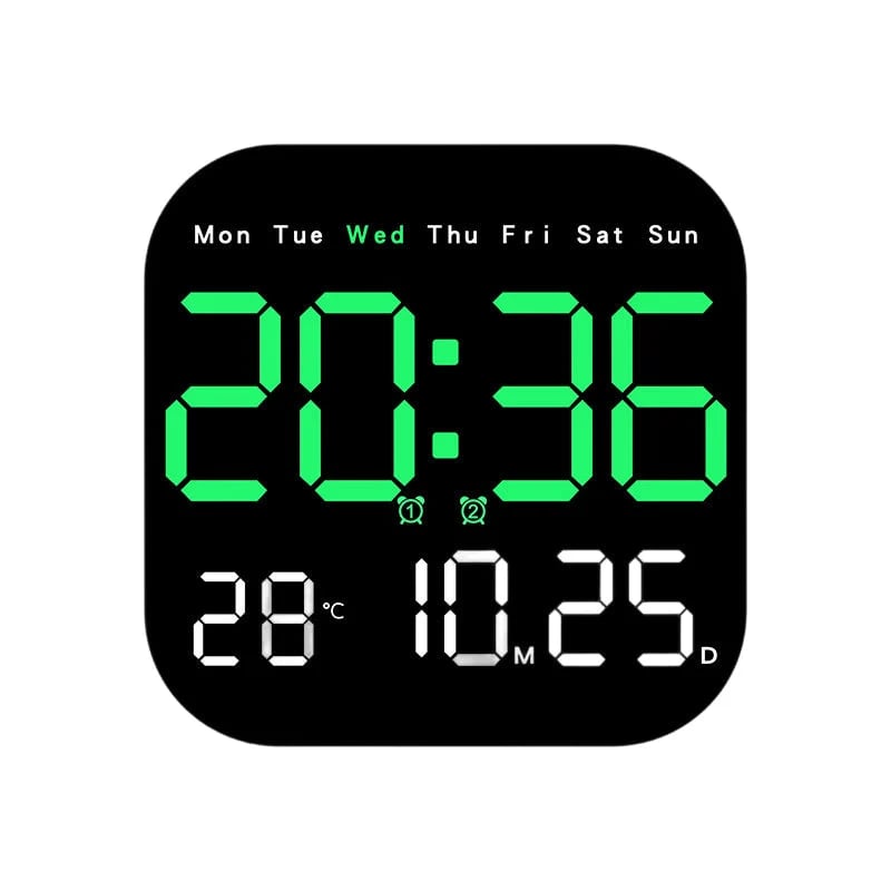 ⏰ Modern Multifunctional Digital Clock ✅ Remote Control Adjustable Brightness | Wall Mount/Desk Stand Clock with Date & Temperature✨