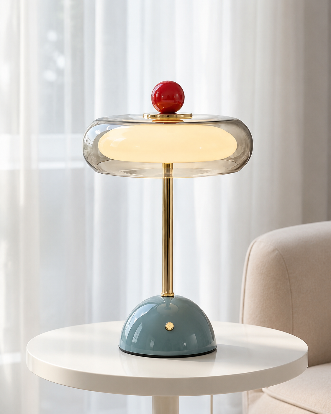 Cordless Retro Glass Table Lamp